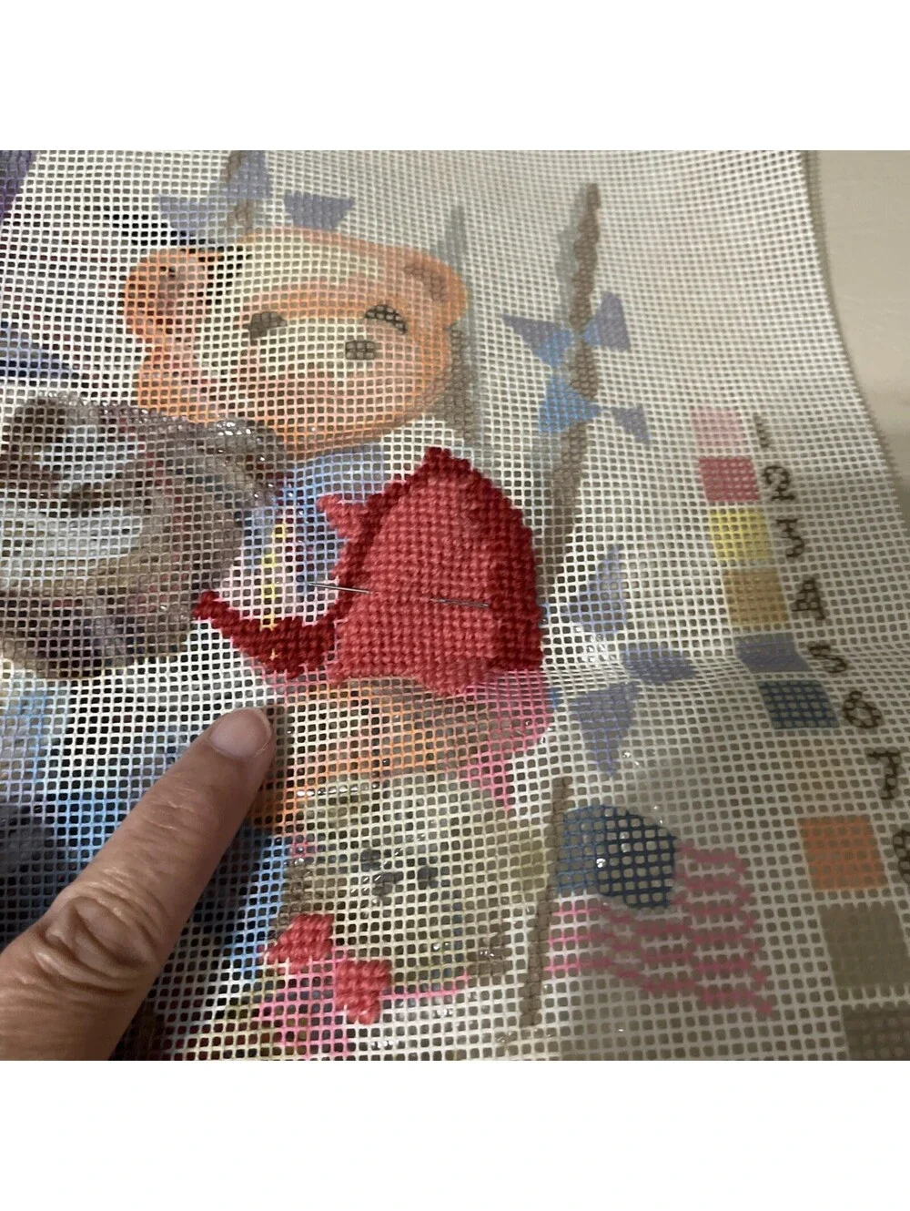 Dimensions Needlepoint Kit -  American Bears #2377 - 1990 Vtg Open And Started